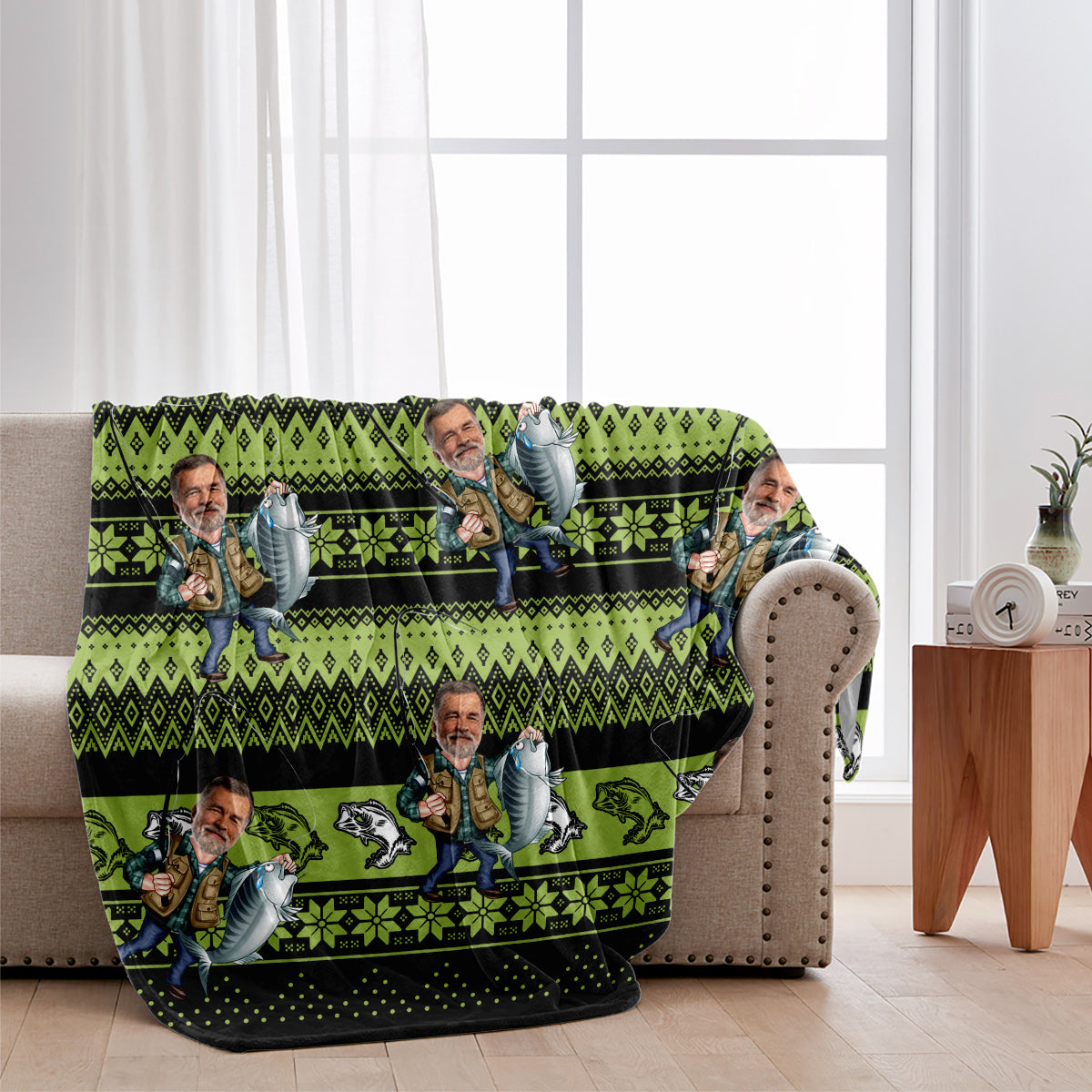 Couverture de pêche personnalisée « J’adore la pêche »