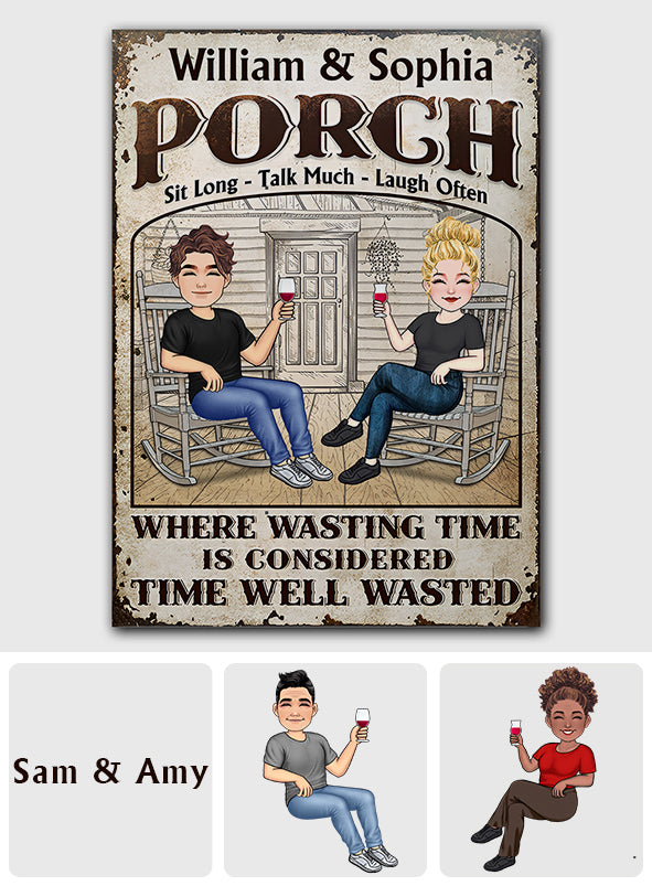 Temps bien gaspillé - Panneau métallique rectangulaire personnalisé pour jardin