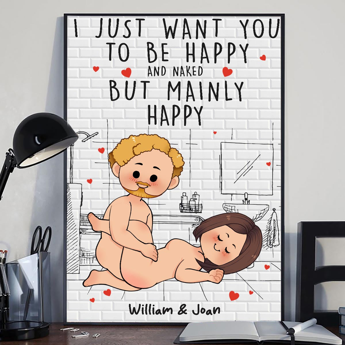 Économisez l'eau en prenant une douche ensemble - Toile et affiche personnalisées pour couples