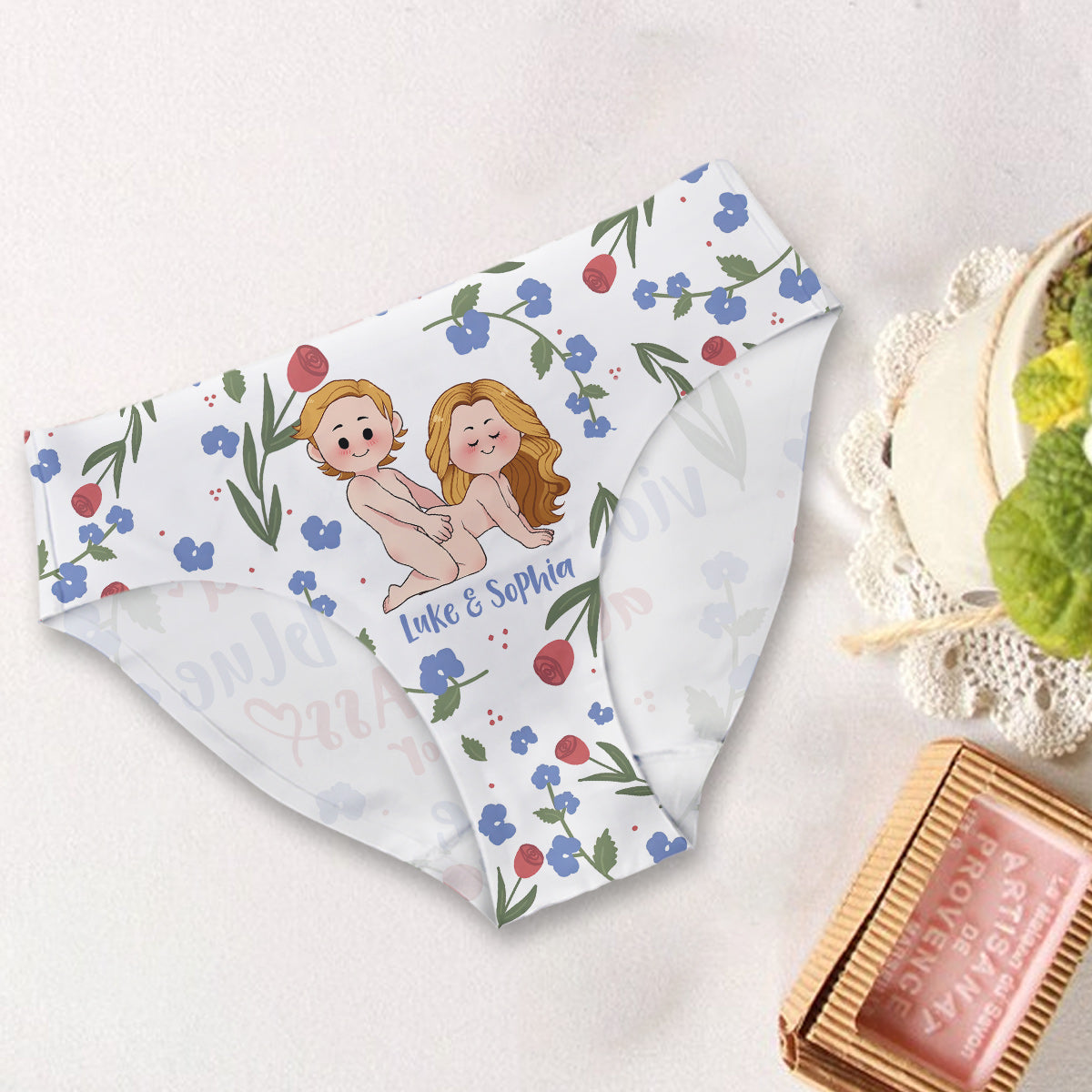 Les roses sont rouges, les violettes sont bleues - Culottes personnalisées pour couples de femmes