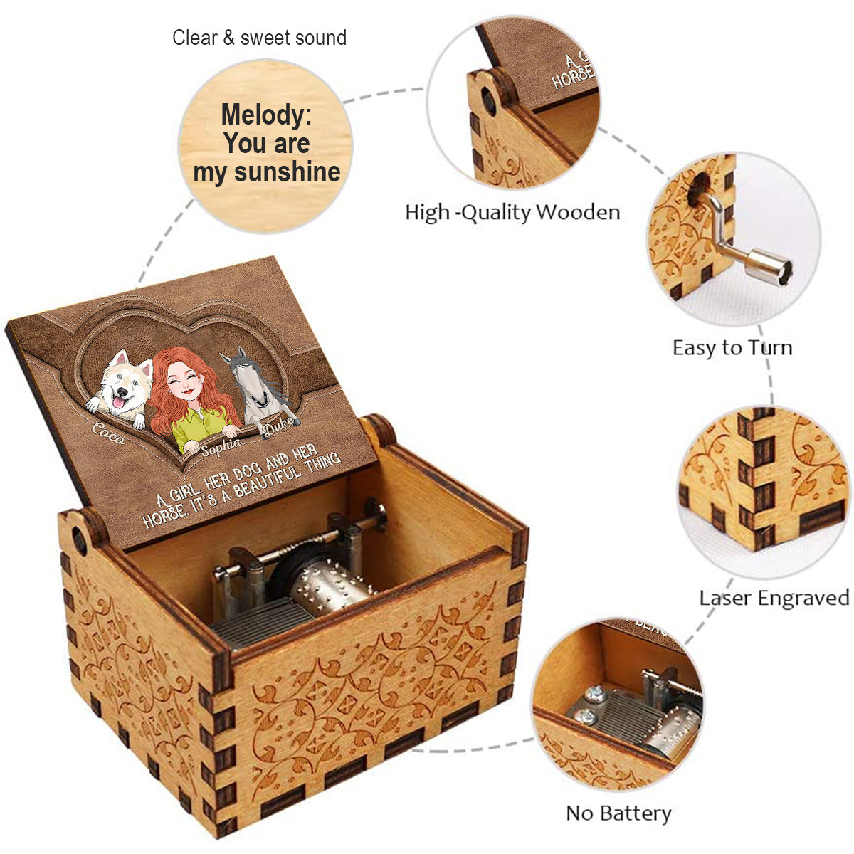 What A Beautiful Thing - Personalized Horse Hand Crank Music Box