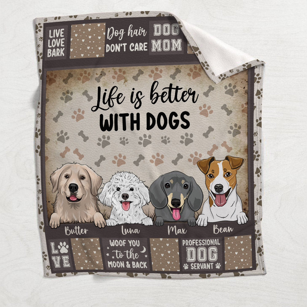 La vie est plus belle avec des chiens - Cadeau pour les amoureux des chiens - Couverture personnalisée