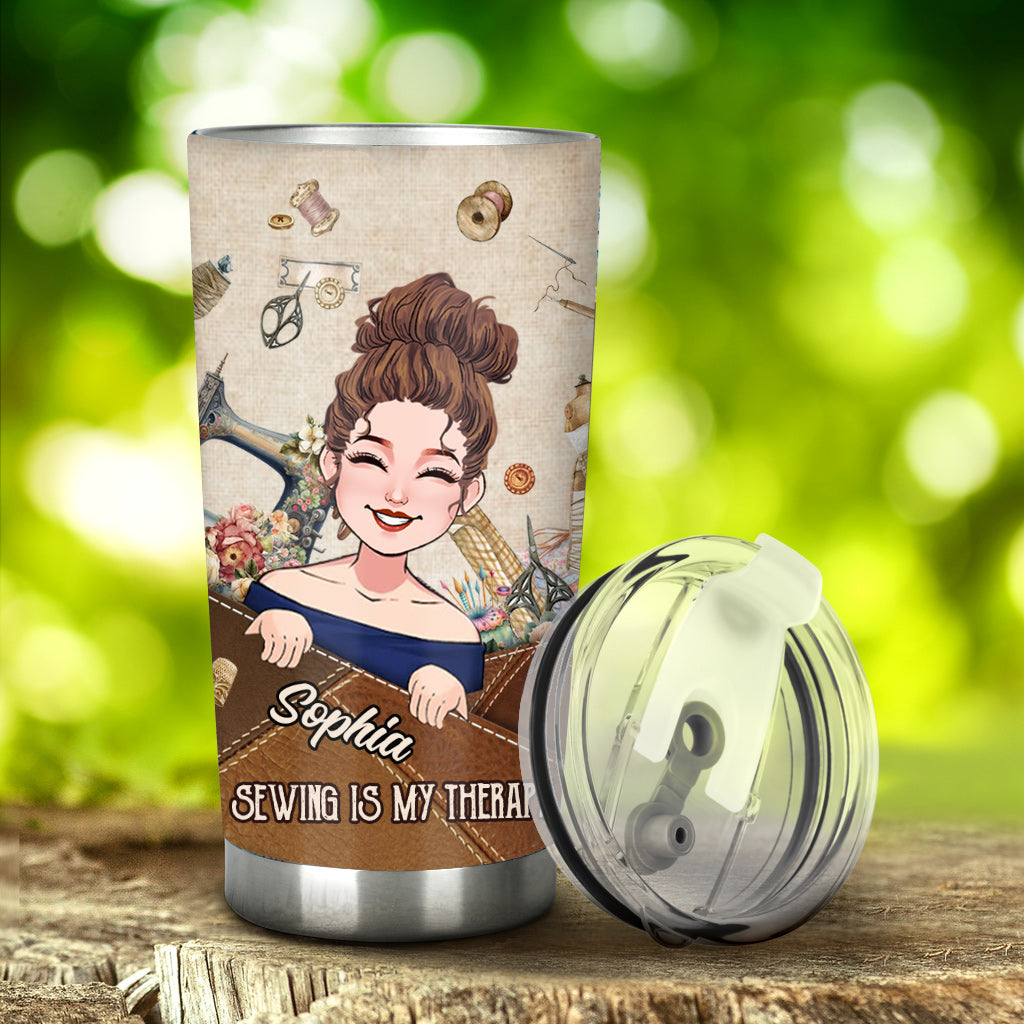 Sewing Is My Therapy - Personalized Sewing Tumbler