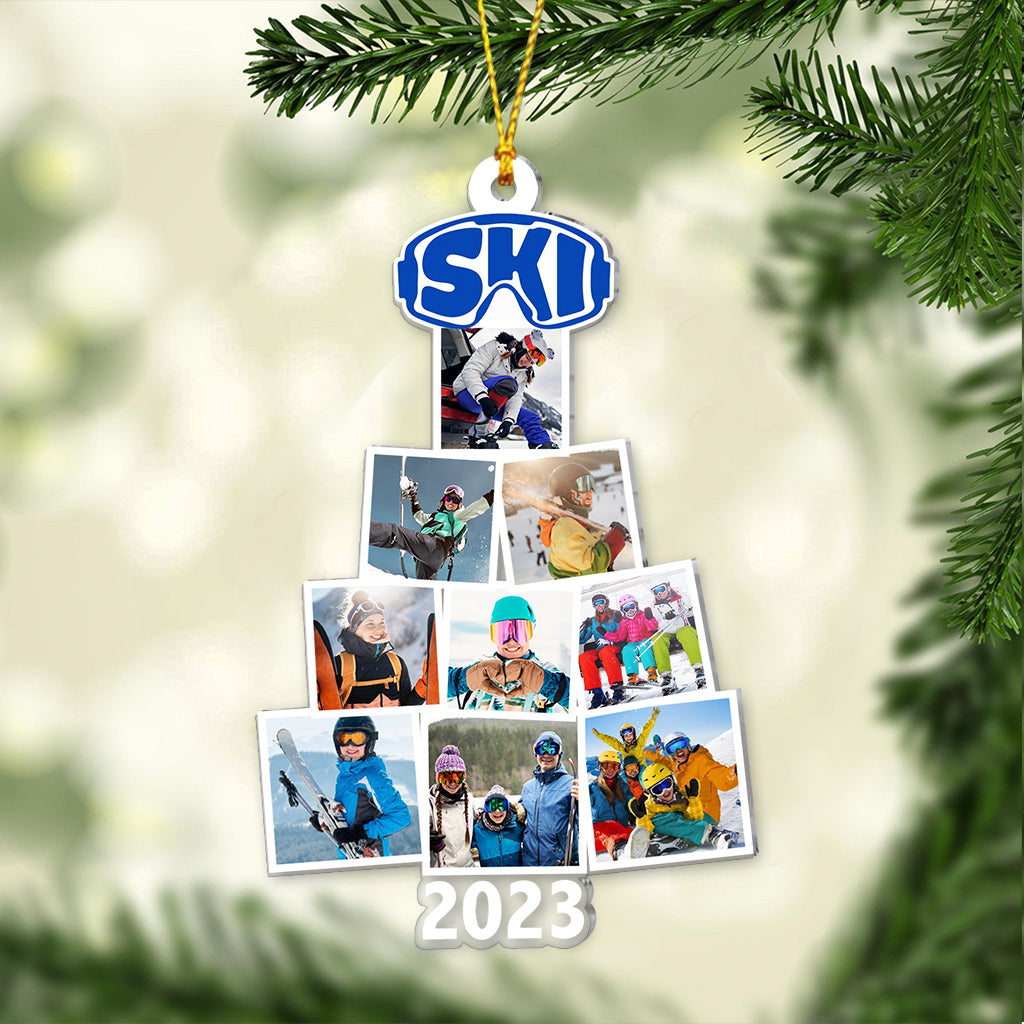 Joyeux Noël - Ornement transparent personnalisé sur le thème du ski