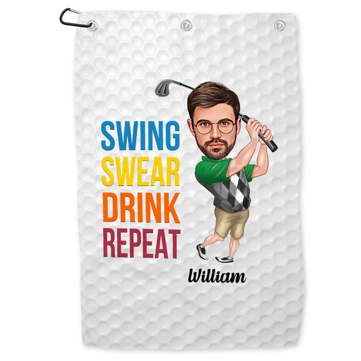 Swing Swear Drink Repeat - Personalized Golf Towel