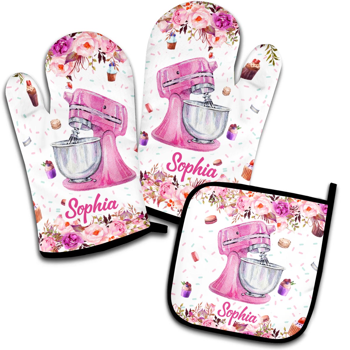 Baking Is My Therapy - Personalized Baking Oven Mitts & Pot Holder Set