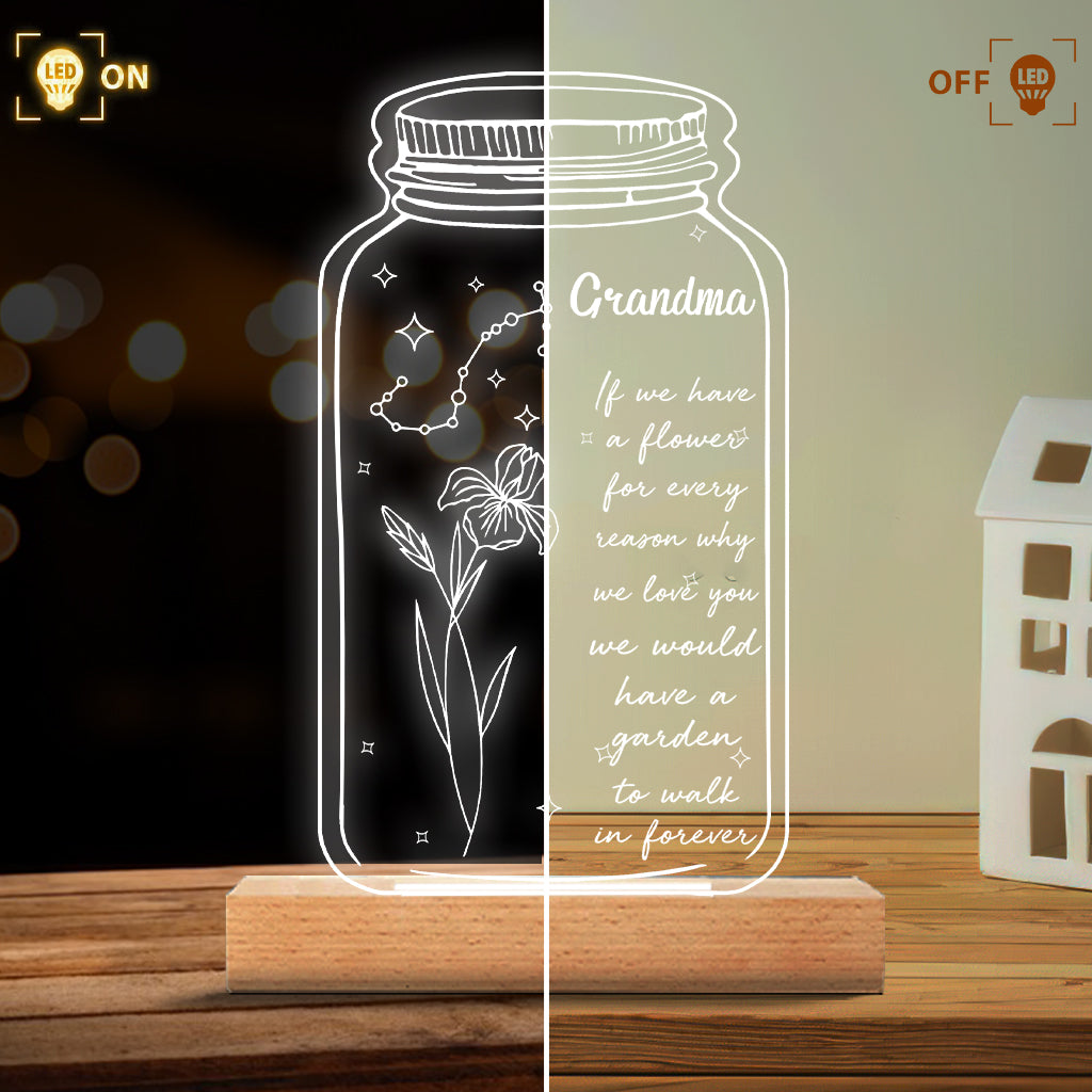 Si j'avais une étoile : Fleur de naissance et signe du zodiaque - Cadeau pour maman, grand-mère, fille, épouse, petite amie, papa, grand-père, petit ami, mari - Plaque lumineuse personnalisée