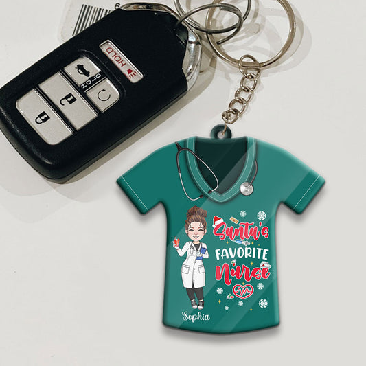 Santa's Favorite Nurse - Personalized Nurse Keychain