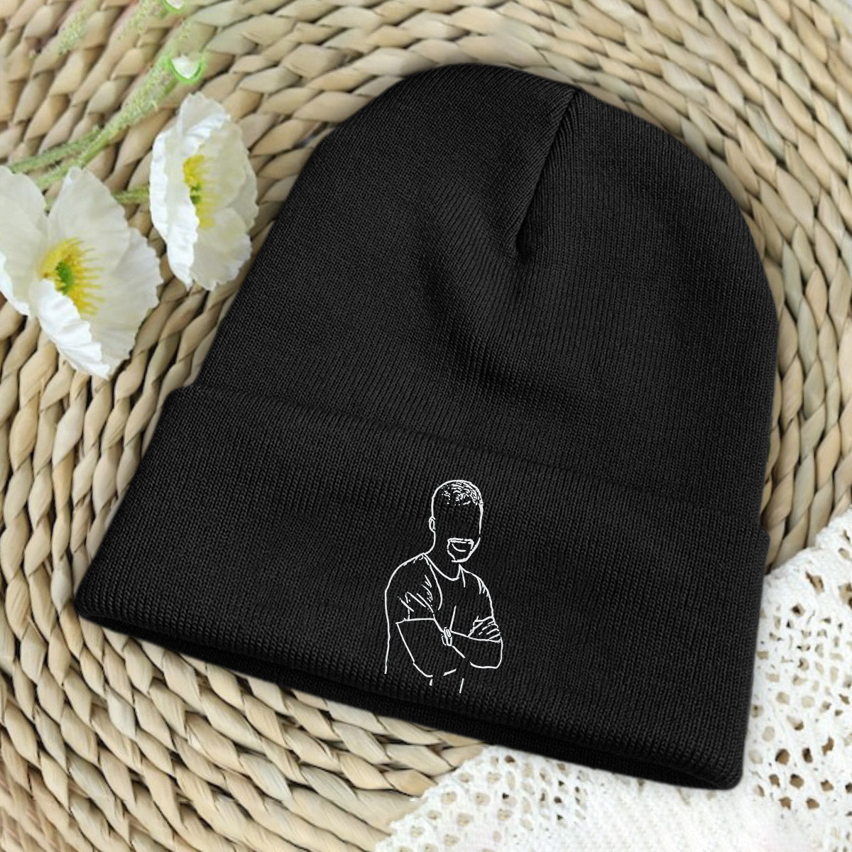 Custom Photo - Personalized grandson Embroidered Beanie