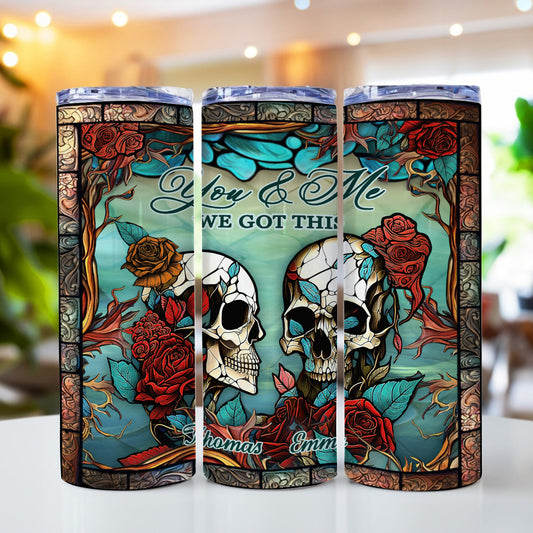 Toi et moi, on gère ! - Cadeau tête de mort pour mari, femme, petit ami, petite amie - Gobelet isotherme personnalisé - Motif crâne