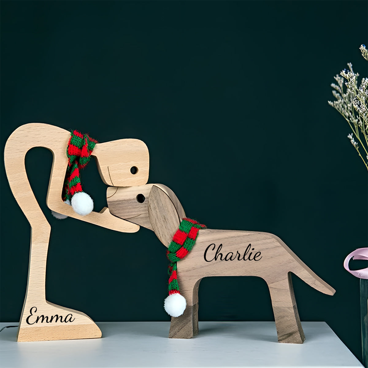 You & Me And The Dog - Personalized Couple Decorative Figures