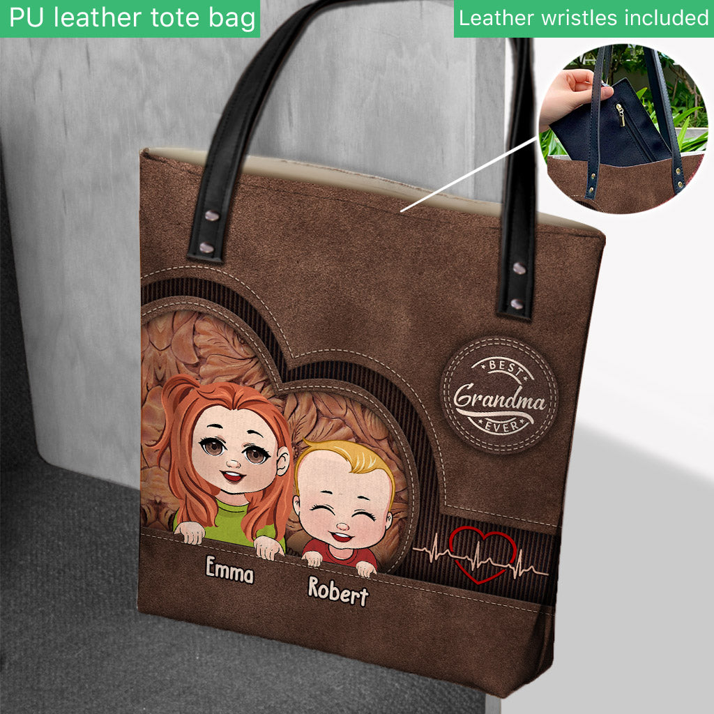 Sac fourre-tout personnalisé « Meilleure grand-mère/maman du monde » - Cadeau pour grand-mère, maman, tante - Sac fourre-tout personnalisé