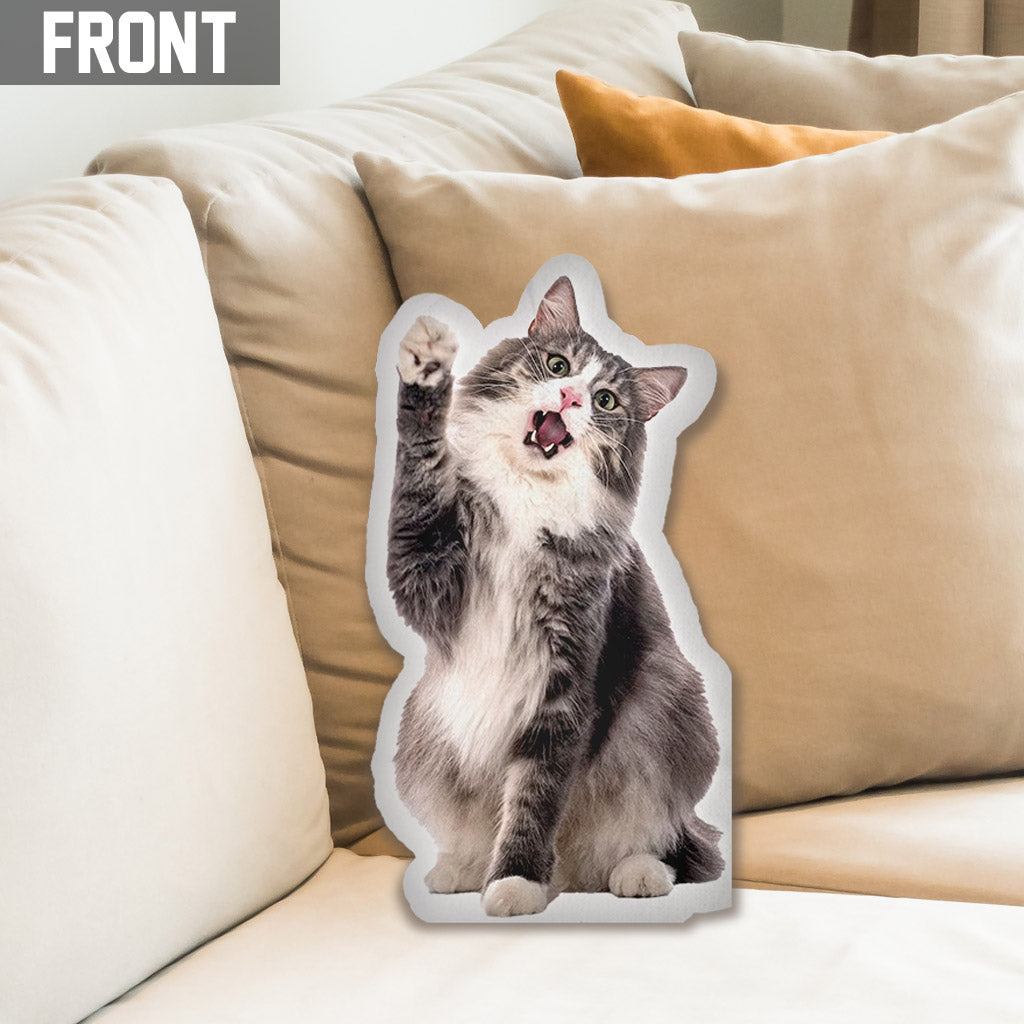 Coussin humanoïde personnalisé en forme de chat avec photo -
