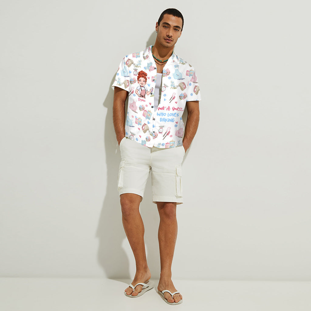 Une fille qui adore pâtisser - Chemise hawaïenne personnalisée sur le thème de la pâtisserie