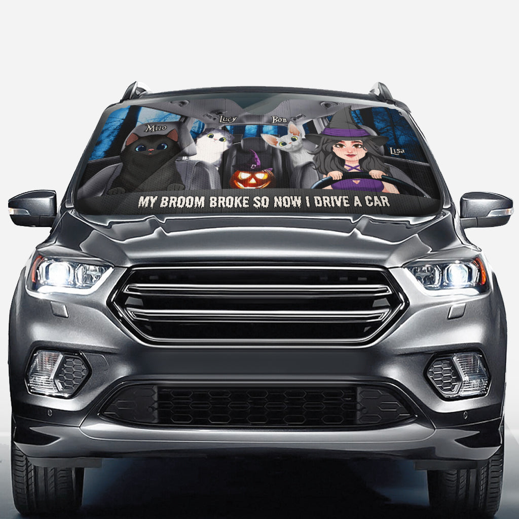 My Broom Broke - Personalized Witch Car Sunshade