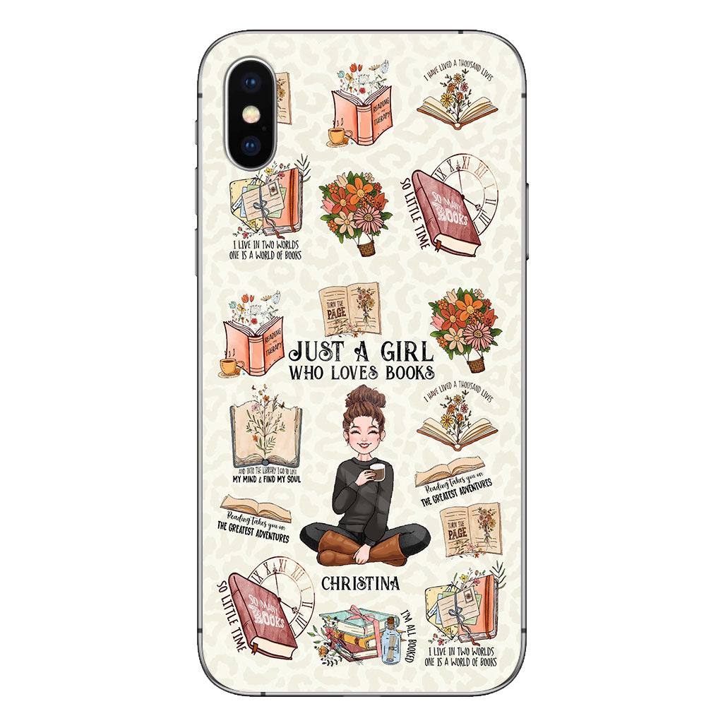 Une fille qui aime les livres - Coque de téléphone personnalisée en forme de livre