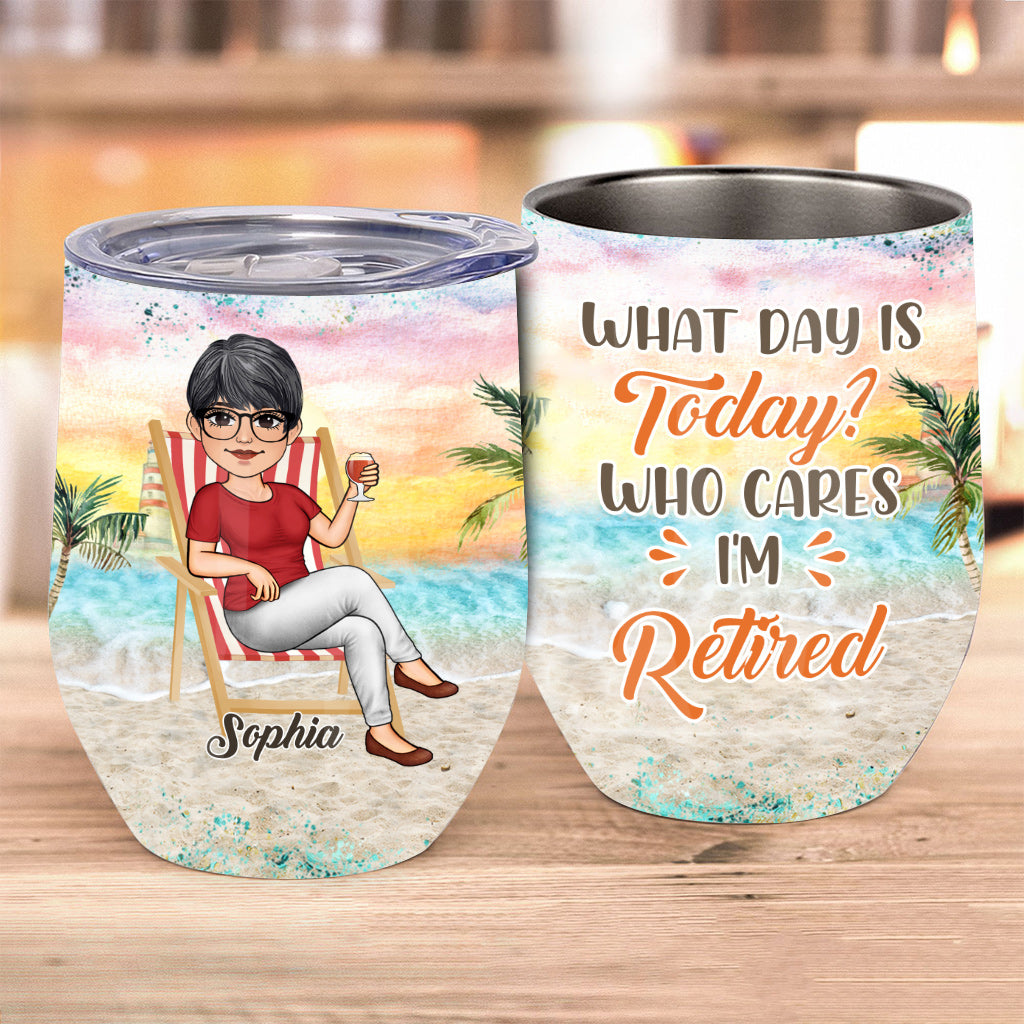 Quel jour sommes-nous ? - Gobelet à vin personnalisé pour les anciens modèles