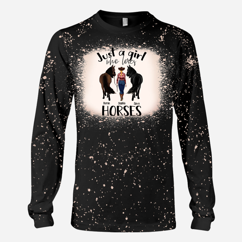Juste une fille qui aime les chevaux - T-shirt délavé personnalisé avec motif cheval