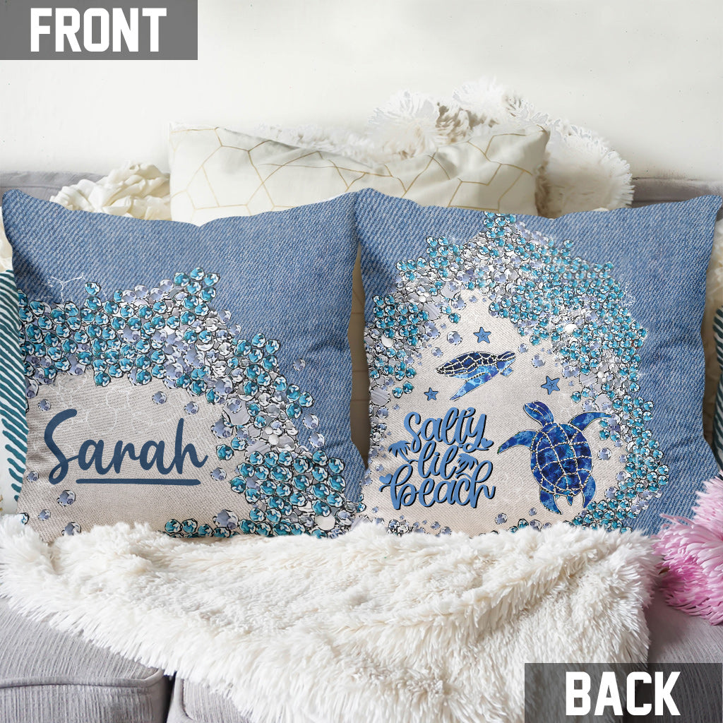 Coussin décoratif personnalisé Tortue Bling -