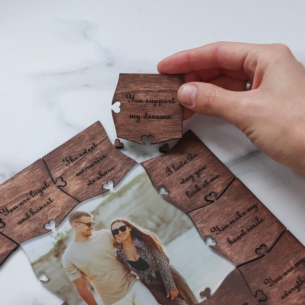 Raisons pour lesquelles je t'aime - cadeau pour mari, femme, petit ami, petite amie - Puzzle en bois personnalisé avec photo