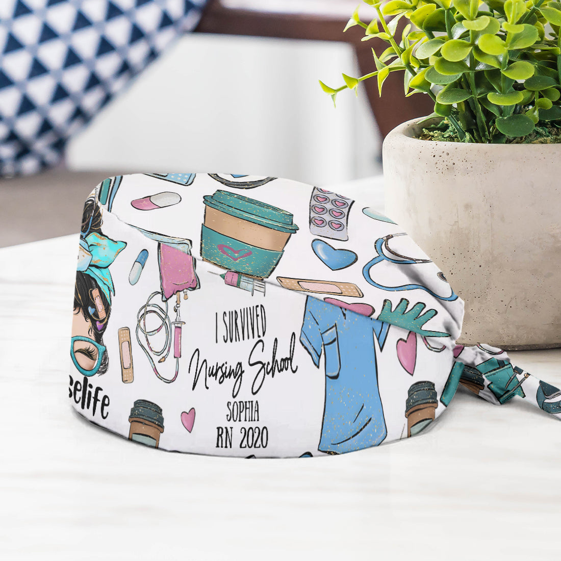 J'ai survécu à l'école d'infirmières - Bonnet d'infirmière personnalisé