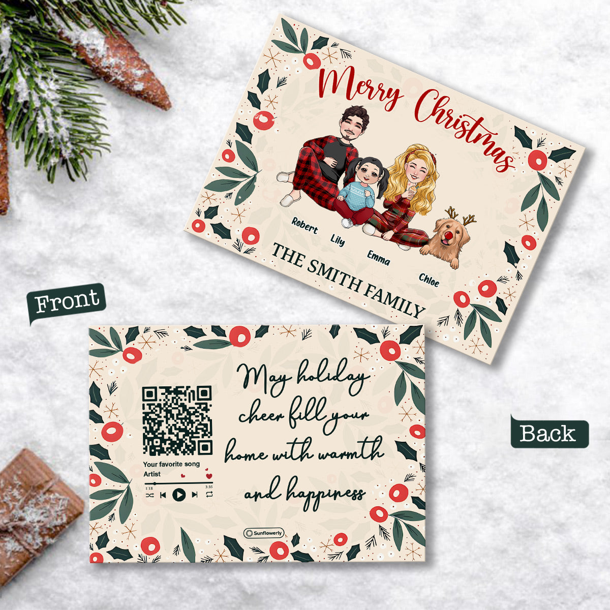 Joyeux Noël - Carte de vœux familiale personnalisée