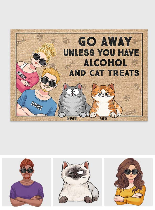 Partez sauf si vous avez de l'alcool et des friandises pour chat - Paillasson personnalisé pour couple