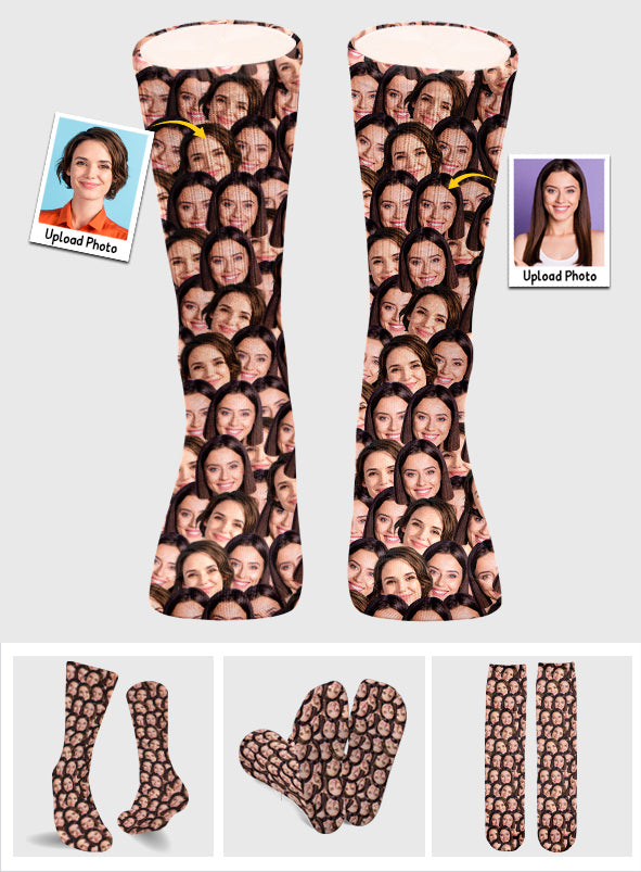 Customizable Printed Face - Personalized Sibling Socks