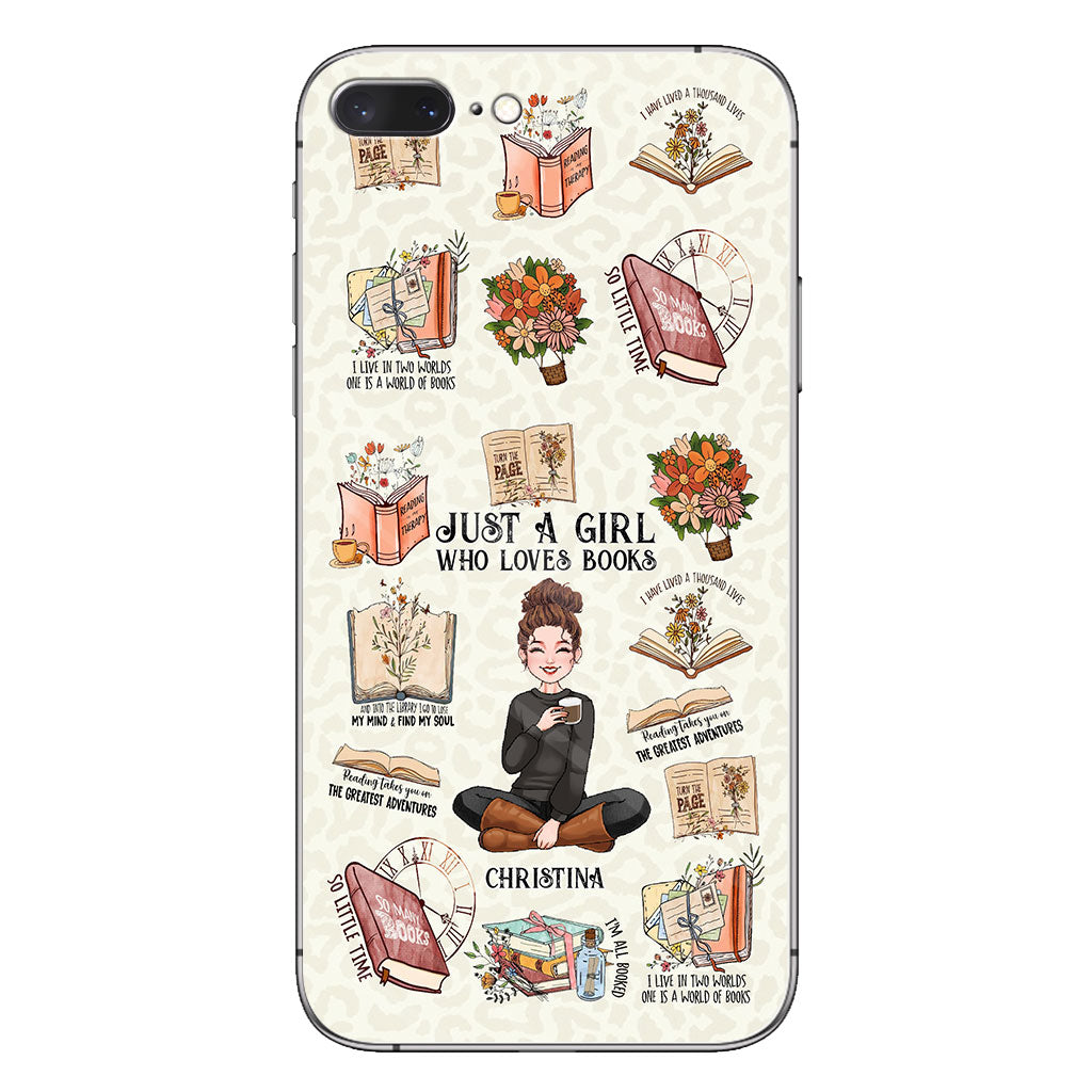 Une fille qui aime les livres - Coque de téléphone personnalisée en forme de livre