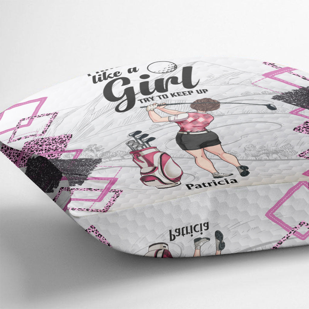 Cours de golf - Cadeau de golf pour elle, petite amie, épouse, fille - Coussin décoratif personnalisé