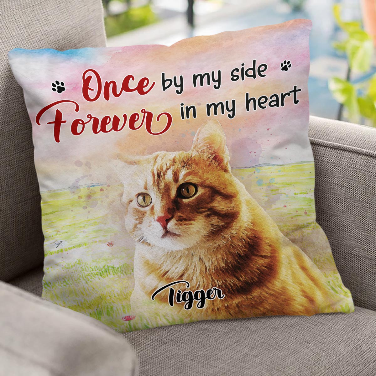 À jamais dans mon cœur - Coussin décoratif personnalisé pour chien