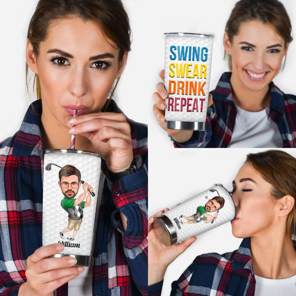Swing Swear Drink Repeat - Gobelet de golf personnalisé
