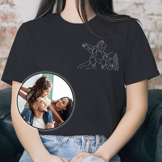 T-shirt brodé personnalisé pour toute la famille - Motifs au trait