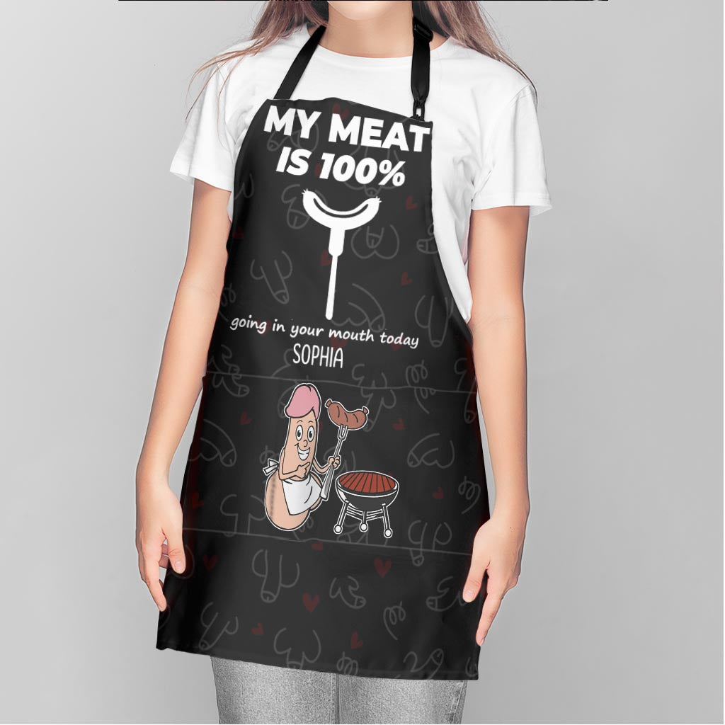 Ma viande finira à 100% dans ta bouche aujourd'hui - Tablier de couple personnalisé