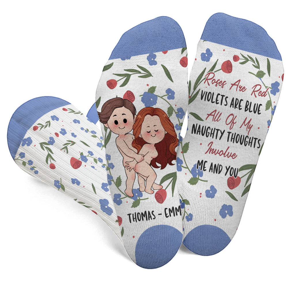 Les roses sont rouges - Chaussettes personnalisées pour couples