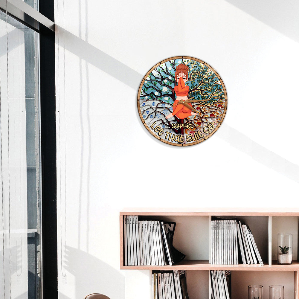 Let That Shit Go - Personalized Yoga Wall Clock