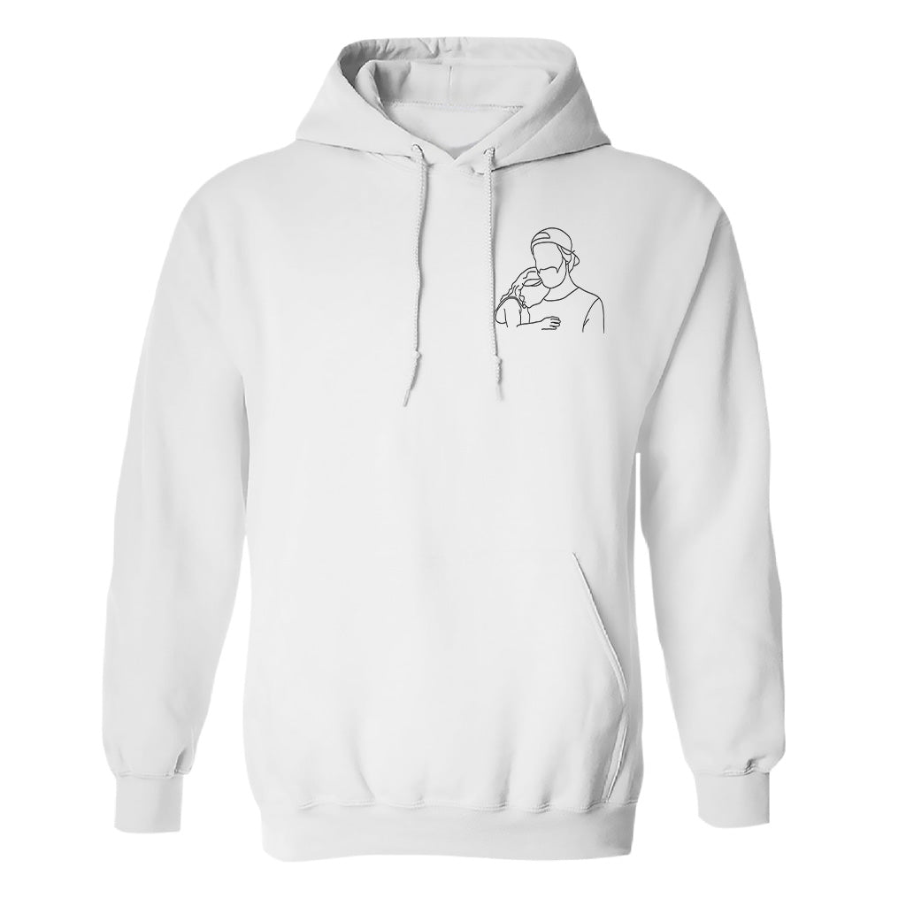 Sweat à capuche brodé personnalisé pour papa - Illustration au trait - Sweat à capuche brodé personnalisé