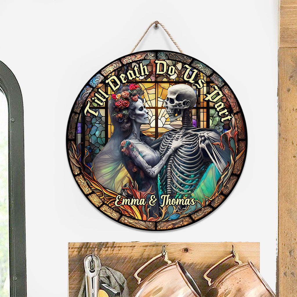 Toi et moi, on gère ça - Panneau rond en bois personnalisé avec crâne