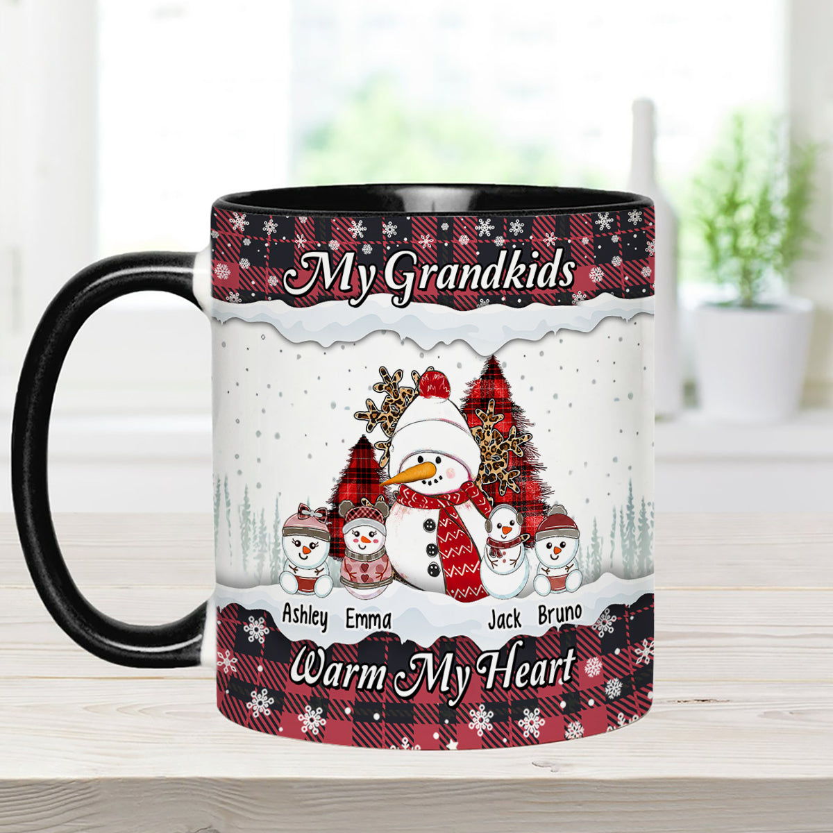 My Grandkids Warm My Heart - Personalized Grandma Accent Mug