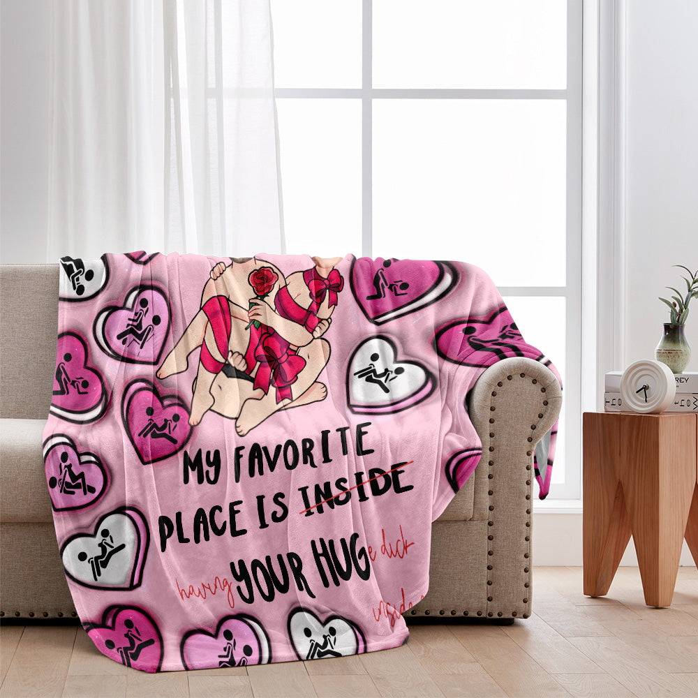 Mon endroit préféré, c'est dans ton cœur à câliner - Couverture personnalisée pour couple
