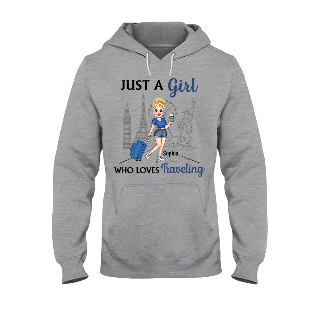 Juste une fille qui aime voyager - T-shirt et sweat à capuche de voyage personnalisés