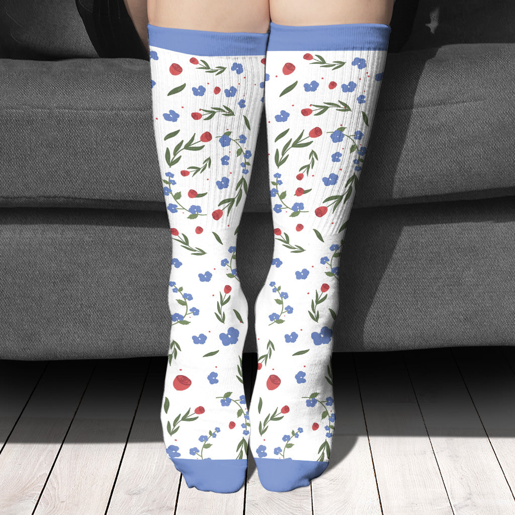 Les roses sont rouges - Chaussettes personnalisées pour couples