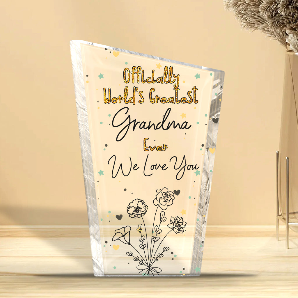 Officiellement la meilleure maman du monde ! – Cadeau pour maman, grand-mère, épouse, papa, grand-père, mari – Plaque acrylique personnalisée.