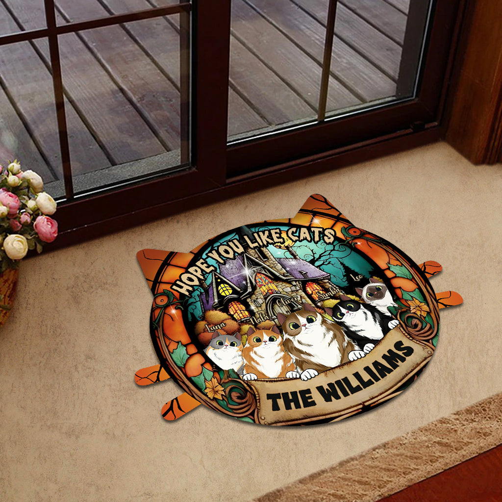 Hope You Like Cats - Personalized Cat Shaped Doormat