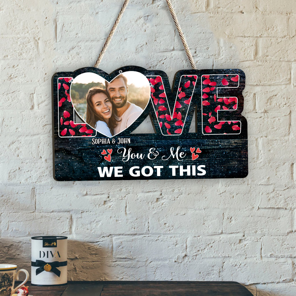 « This Is Us » - Cadeau pour couple (mari, femme, petit ami, petite amie) - Panneau en bois personnalisé