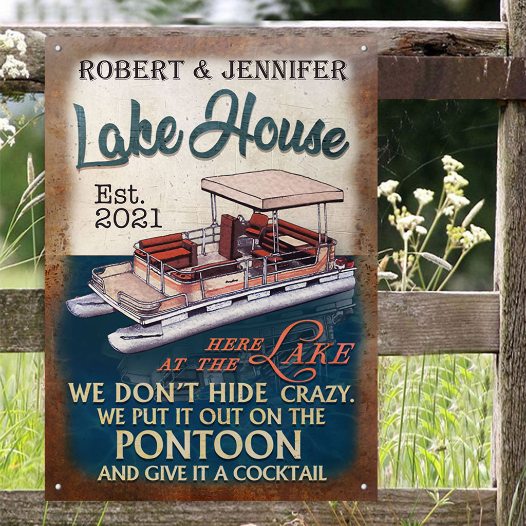 Maison au bord du lac - Panneau métallique rectangulaire personnalisé pour ponton