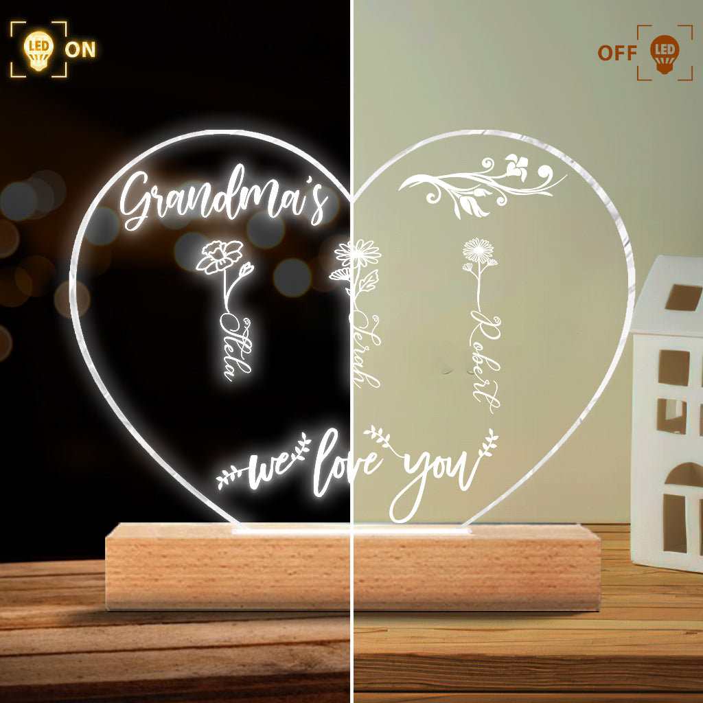 Le Jardin de Maman - Cadeau pour grand-mère, maman, tante, grand-père - Plaque lumineuse personnalisée