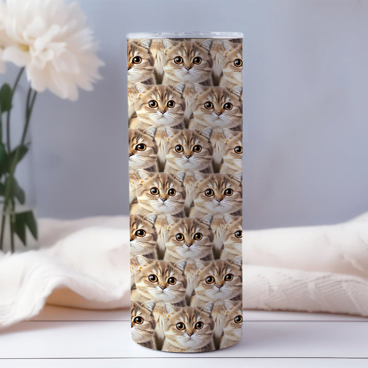 Gobelet isotherme personnalisé avec photo de chat ou de chien mignon - Cadeau idéal pour les amoureux des chats et des chiens