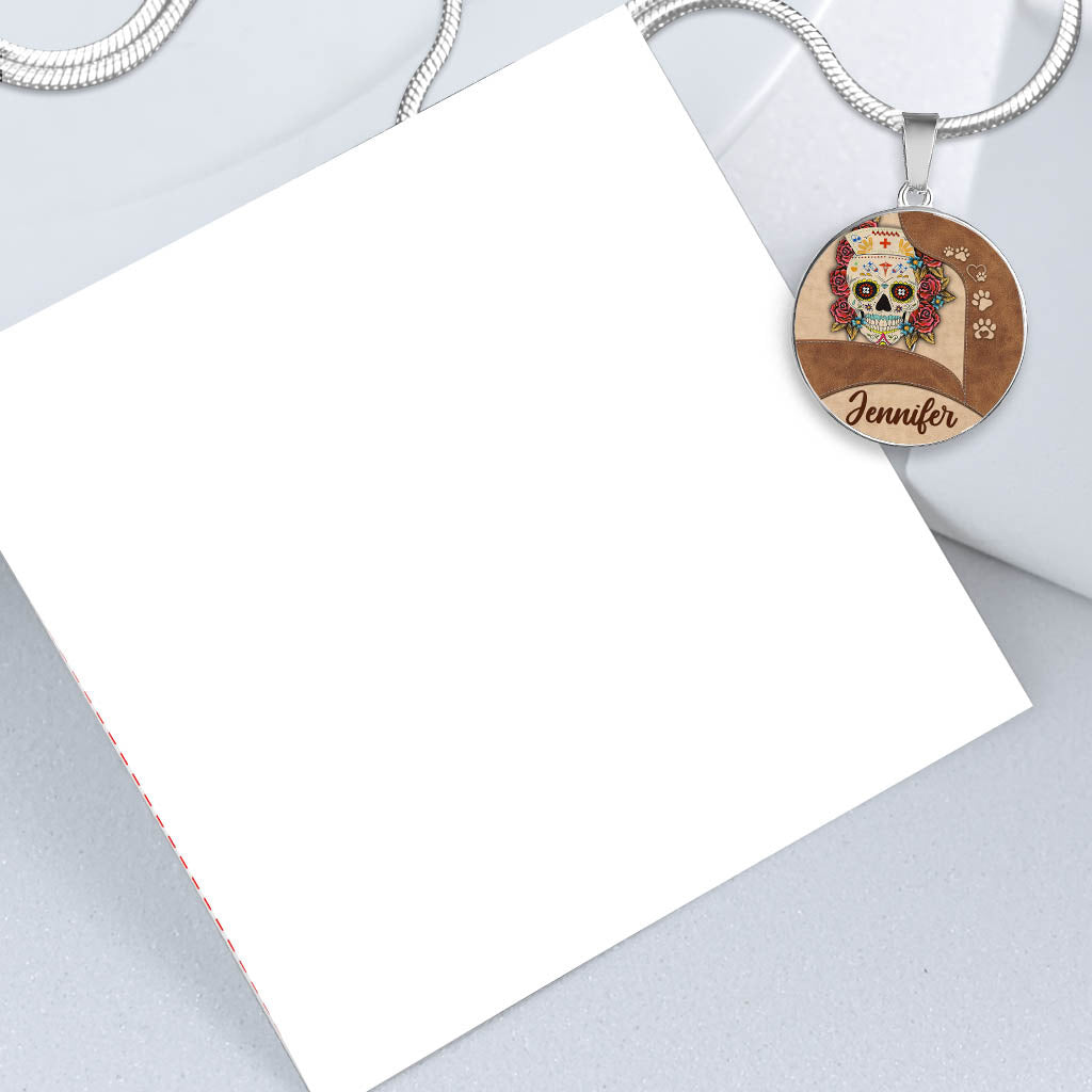 Vie d'infirmière - Collier pendentif rond personnalisé pour infirmière