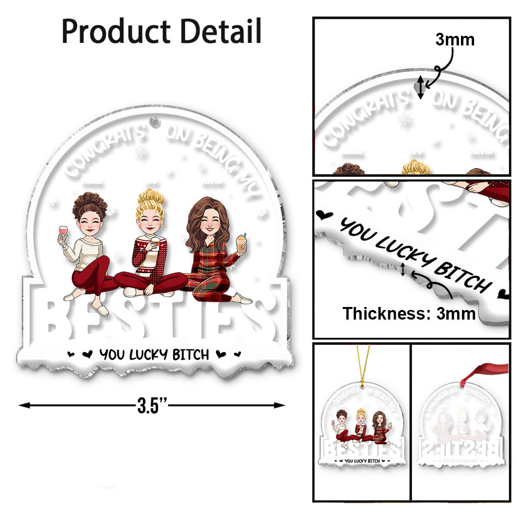 Félicitations pour être mon/ma meilleur(e) ami(e)/frère/sœur/collègue ! - Ornement transparent personnalisé pour meilleur(e) ami(e)